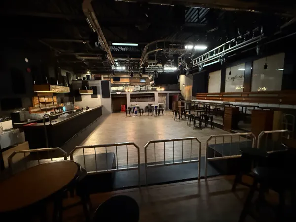 Wide view of the main floor event space at Armani's