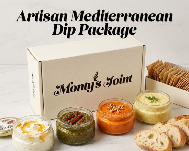 A sophisticated 1-Litre tasting experience (Serves 6-8) Hand-crafted, fresh, and designed for sharing. Each box is prepared to order and features our four signature house-made dips in 250ml portions: A sophisticated 1-Litre tasting experience (Serves 6-8) Hand-crafted, fresh, and designed for sharing. Each box is prepared to order and features our four signature house-made dips in 250ml portions: