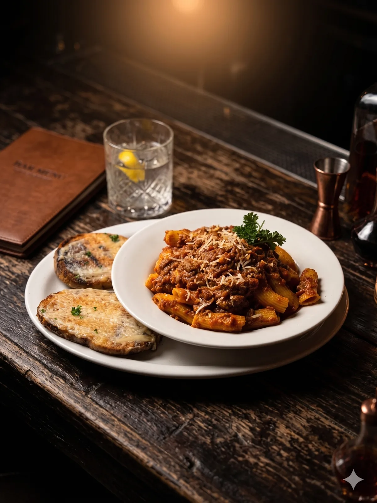 Rigatoni Bolognese with in-house made rigatoni and grana padano